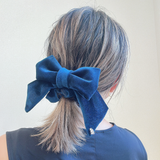 Deep Blue Ribbon Scrunchie