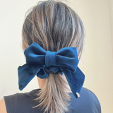 Deep Blue Ribbon Scrunchie