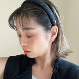 Slender Headband Navy Black Dot No Studs