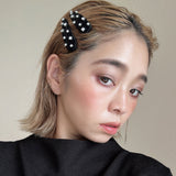 Hair Pin Black Silver Studs