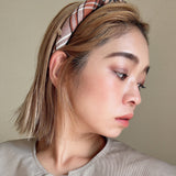 Slender Headband Pale Beige Check No Studs