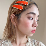 Orange Velor Studs Hair Pin