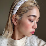 Slender Headband White Tweed No Studs