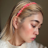 Tight Headband Pink Tweed No Studs