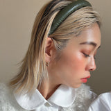 Slender Headband Eco Green Leather No Studs