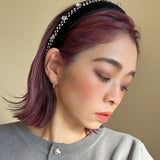 OG Headband Black Mini Ribbon Silver