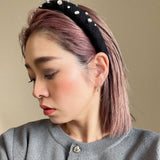 Slender Headband Black Knit Silver