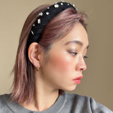 Slender Headband Black Knit Silver