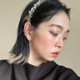 Narrow Headband Black Tweed Gold