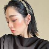 Narrow Headband Black Tweed Gold
