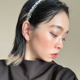 Tight Headband White Black Tweed No Studs