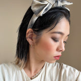 Slender Headband White Check Ribbon