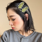 Hair Pin Green Silver