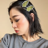 Hair Pin Green Silver