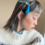 Straight Hair Clip Blue Studs