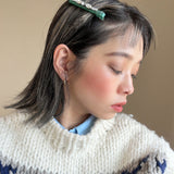 Straight Hair Clip Green Silver