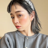 Slender Headband White Tweed No Studs