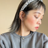 Slender Headband White Tweed No Studs