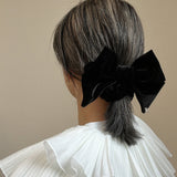 Big Ribbon Black Velour Scrunchie