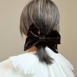 Big Ribbon Chocolate Velour Scrunchie