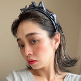 OG Headband Satin Ribbon Dark Grey