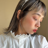Narrow Headband Grey Silver Studs