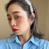 Frills Pink Grey Tweed Headband No Studs