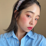 Frills Pink Tweed Headband No Studs