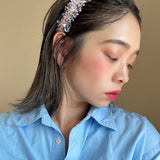 Frills Pink Tweed Headband No Studs