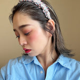 Frills Pink Tweed Headband No Studs