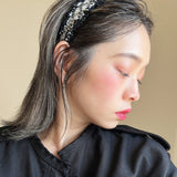 Frills Black Tweed Headband No Studs