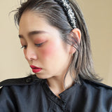 Frills Black Tweed Headband No Studs