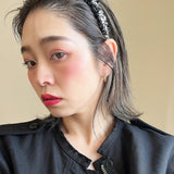 Frills Black Tweed Headband No Studs