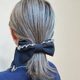 Big Ribbon Barrette Silver Studs