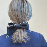 Big Ribbon Barrette Silver Studs