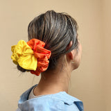 Double Silk Scrunchie Yellow Orange
