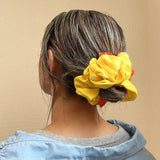 Double Silk Scrunchie Yellow Orange