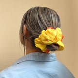 Double Silk Scrunchie Yellow Orange
