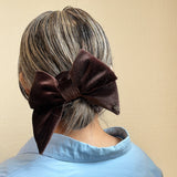 Big Ribbon Brown Velor Scrunchie 