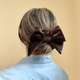 Big Ribbon Brown Velor Scrunchie 