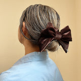Big Ribbon Brown Velor Scrunchie 