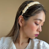 Gather Headband Satin Milky White