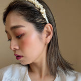 Gather Headband Satin Milky White