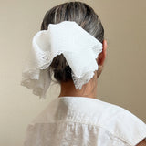 Big Frills Scrunchie White