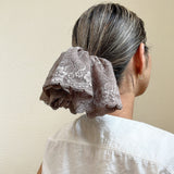 Big Frills Scrunchie Brown Beige