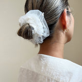 Double Lace Scrunchie White Pearl