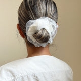 Double Lace Scrunchie White Pearl