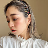 Tight Headband Blue Gray Dot No Studs