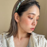 Tight Headband Black Green Tweed