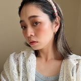 Tight Headband White Red Tweed